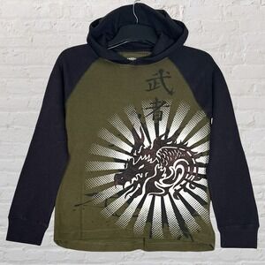 Canyon River Blues Thermal Knit Long Sleeve Hoodie Shirt Boys L 14-16 Dragon NWT